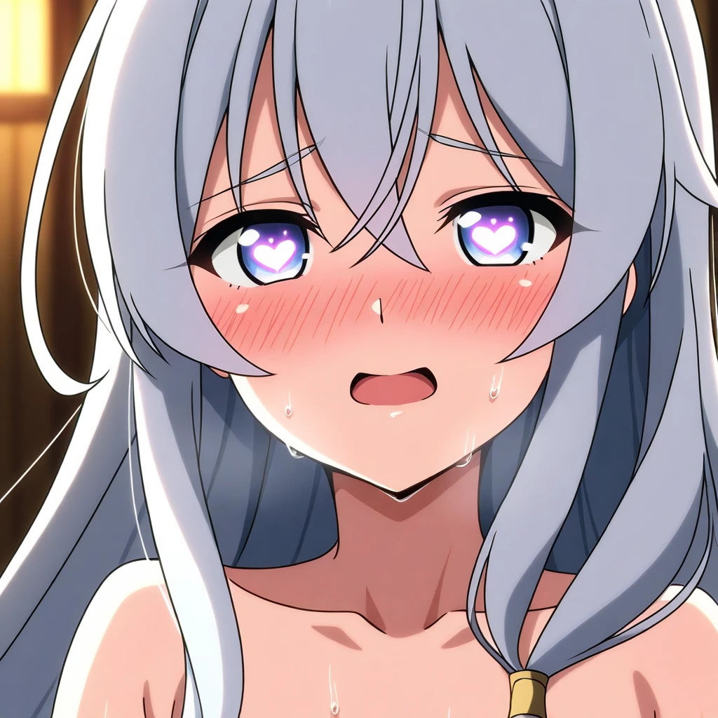 NSFW,One Girl、Long Hair、とてもLong Hair、Hair between the eyes、Red eyes、Bright pupils、Multicolored eyes、Multicolored Hair,Small breasts,(Perfect hands),(Perfect Anatomy),(masterpiece),(highest quality),(Embarrassed:1.5),blush,Feeling embarrassed,Leg spread,(Ecstasy face:1.5),Love Hotel,bedroom,One man