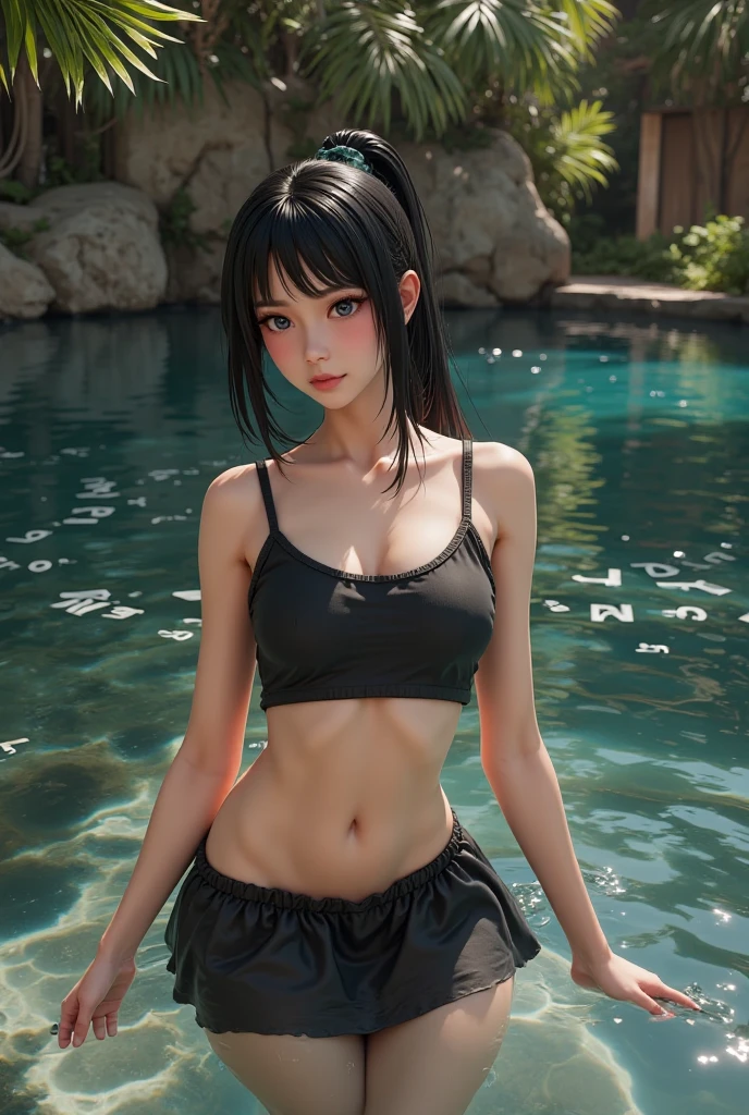 (whole body:1.5),octane rendering, 8K, best quality, masterpiece, backlit scene, time of day is midnight, illustration, extremely delicate and beautiful, detailed,extremely detailed,CG,Unite,wallpaper,Astonishing, fine details, realistic art: 1.2 ,masterpiece, best quality, official art, extremely detailed CG Unite 8K wallpaper,1 girl, , outside in a dark forest, sitting on the ground, wearing a one piece swimsuit, soaking wet,, at night, skinny body, surprised facial expression,, wide open eyes, pale blue eyes, short black hair, pretty symetrical face, shiny wet skin, oiled skin, white skin, thick black eye makeup, pale complexion, thin waist, narrow hips, long legs, skinny body, small breasts, , Realistic photos, (hiqcgbody) ,perfect female figure,