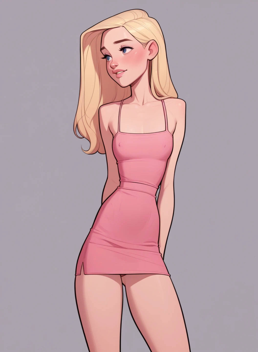 nat, 1girl, (flat chest), (((very small breasts))), pink headband, green eyes,  blonde hair, long hair, lips, bang, blush, red dress, long sleeves, she is lifting her skirt showing her vagina, depth of field, bokeh, (special attention to skin detail: 1.2), masterpiece, best quality, ultra-detailed, ultra-HD, photorealistic, cinematic, ((close-up camera shot)), sensual pose, alluring