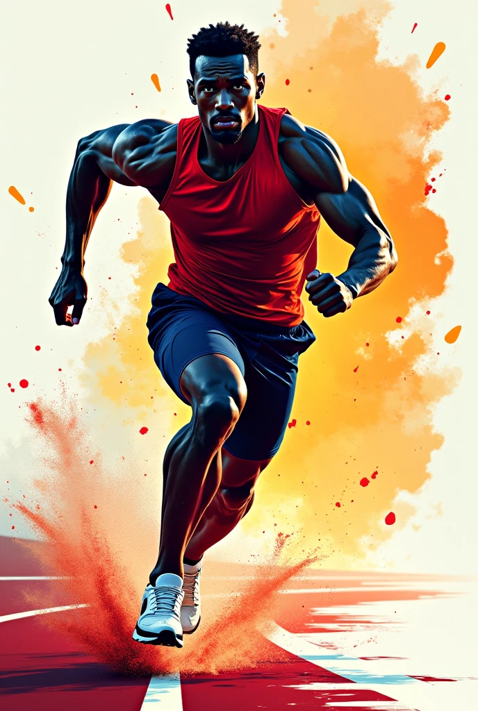 The light draws the silhouette on black, Messy hair, dark background,, Male silhouette:athlete:dynamic pose:profile,Ink splash,Bold colors,dynamically,colorful,An abstract painting that looks like a person if you look closely,works of art,mysterious,design