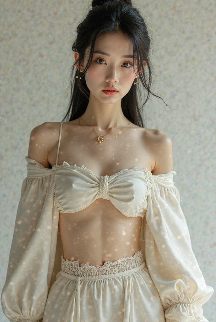 Girl with sword,Simple lines,Light underwear,(transparent),The chest is faintly visible,Cleavage,Minimalism,Holding a red long sword,