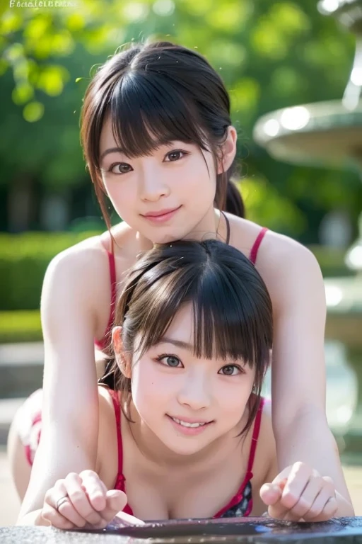 pieces fly, highest quality, ((highest quality、8K、masterpiece:1.3))、ultra high resolution、Physically based rendering、(realistic:1.37)、完璧な体の美しいtwo women:1.4、slim abdomen:1.2、Highly detailed face and skin texture、 red cheeks、white skin、thin waist,thin legs、highest quality,Super detailed,masterpiece,very beautiful 12 year old girl, (cute:1.2),perfect shiny skin,perfect skin,((Accurate hand without discomfort)), big smile, (brown hair),(short bob hair),(((upper body nude)))、(((full nude)))、((I can see your ))、(((lower body nude)))、(((I can see pubic hair)))、winter landscape、snow、((river))、((wet body))、(((Cheb is visible)))、necklace、(((two women)))、(((Two girls who are good friends)))