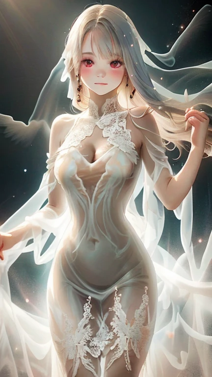 Best quality, unlimited detail, realistic photos, highest quality, high resolution, cinematic light, Tyndall effect, (beauty), clear and exquisite facial features, perfect facial proportions, fair skin, long black hair, delicate eyes, red lips, smile, no missing teeth, full of charm, avant-garde flowing earrings, exude artistic temperament, full body photo, sexy, romantic, character portrait, live-action 2.5D, cyberpunk, Sailor Moon,