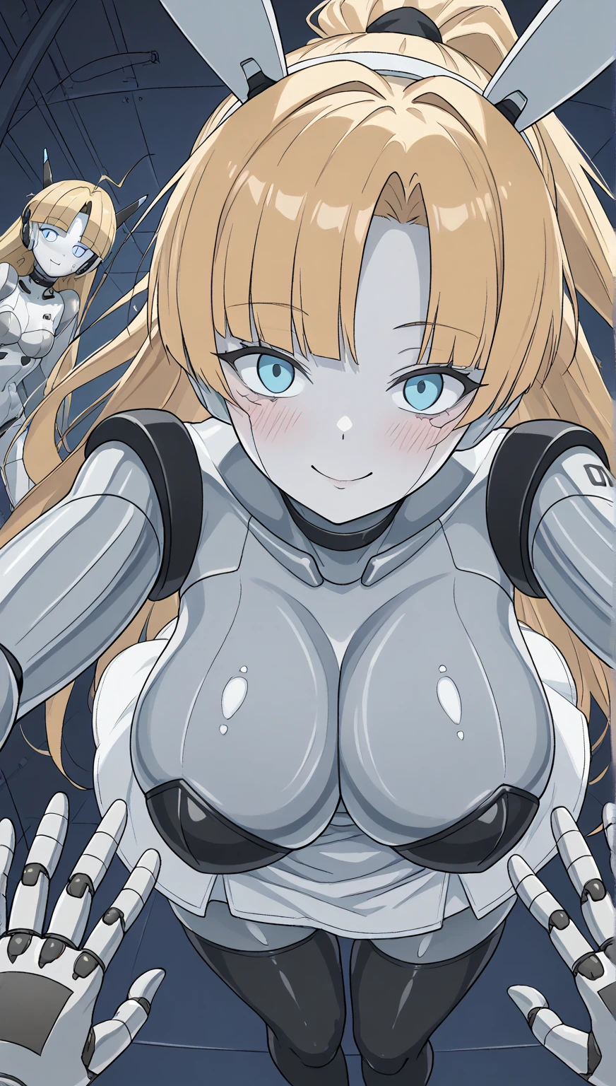 ((Highest quality)), ((masterpiece)), (detailed), (Perfect Face)、The woman is Tiare, with green eyes, medium-long blonde hair, and is wearing a Stormtrooper bodysuit and a full-face helmet.、She was pushed down and raped by a male Stormtrooper.