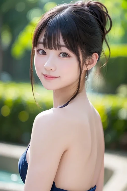 best qualityer、tmasterpiece、超高分辨率、1 rapariga、glowy skin、((hyper realistic detailed))、Global illumination、8K、、High intricate details、Realistic light、shinning eyes、Transparent swimsuit,Silver glasseusty body