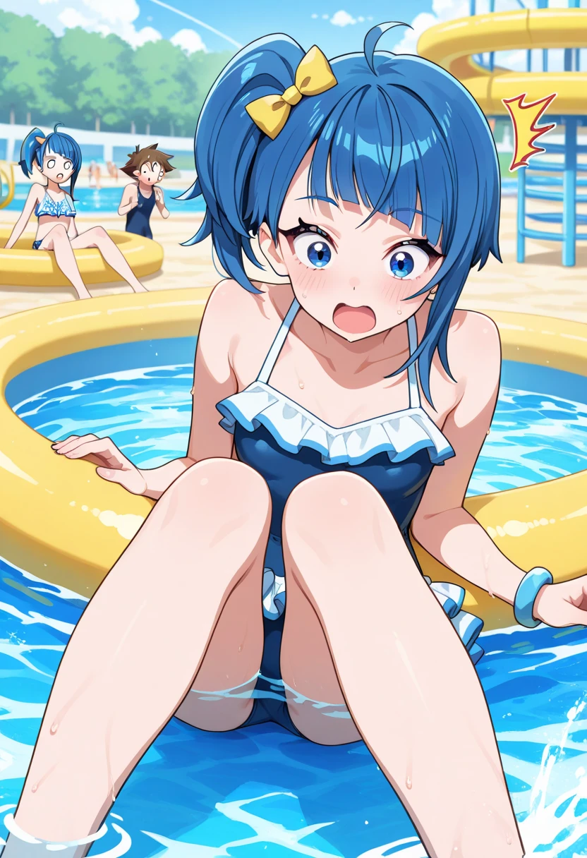 nsfw,outdoor, pool, pov hands, pussy fingering, innertube,be spreaded legs, anime, moe, kawaii, partially submerged, partially underwater shot,(misaligned bikini, untied bikini),frilled bikini,pussy slip, nipples slip, underwater, glistening skin, medium breasts, happy, shy, open mouth, steam, sweat, medium hair, love juice,