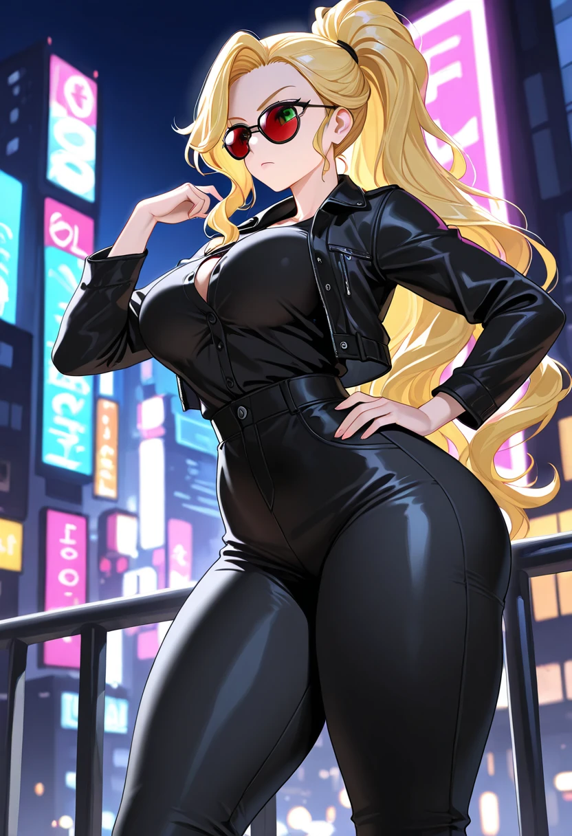 1girl, (((bimbo))),(hoop earrings, puffy lips, painted lips, thick lips.:1.2)
blonde hair, short twintails, wide hips, thick thighs, bursting breasts Nightlife, Night city, Cyberpunk city, futuristic cityscape. Neon lights, (skyscraper:1.1), Tokyo tower, palm tree, cloth sign, ramen stall, night club. bright city lights, exotic car. alcohol, bar, ramen, soup stall ,alcohol bottles,