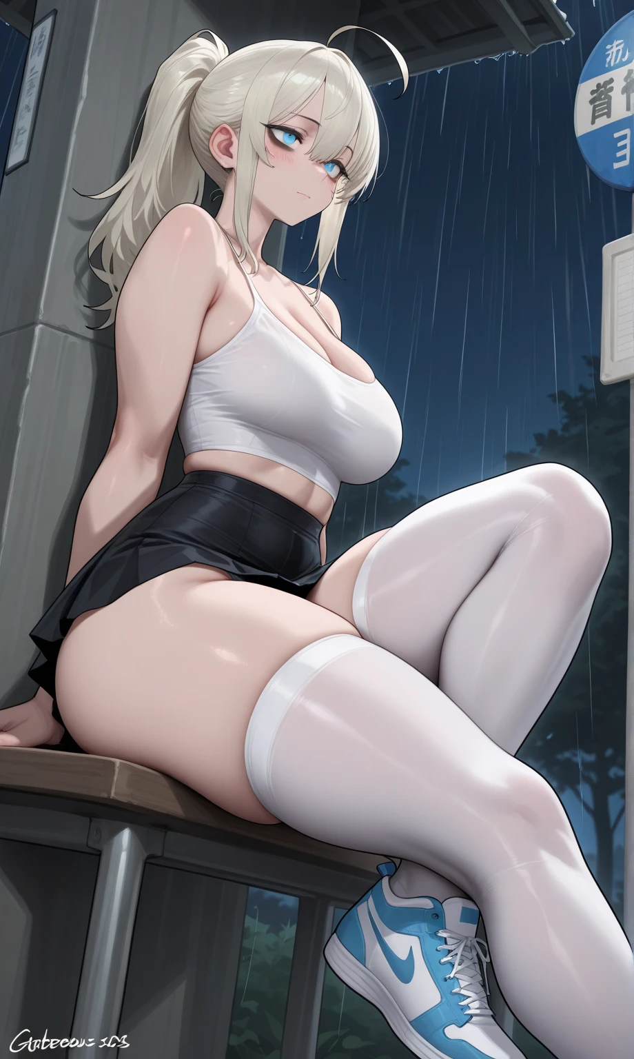Cinema Lighting、Highest quality、Photo taken from outside a public telephone、Girl in a public phone、Huge breasts、(Kitagawa.Marine)See-through panties、high school girl、Spread your legs、orgasm、Torn 、Sweaty、Sweat、Sex、(put a man'Inserting the penis into the vagina:1.4)、shit、ペニスを膣にput in、put in、Browsing Caution、(Massaging big breasts:1.2)