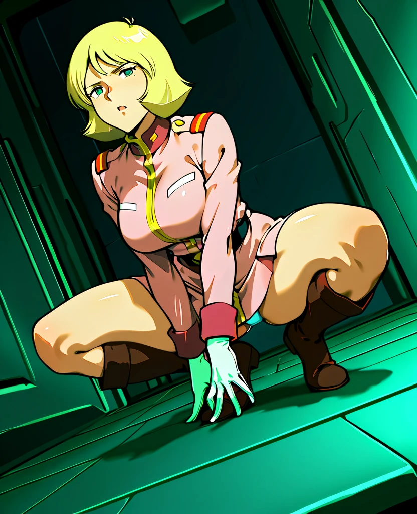 (masterpiece, best quality:1.2), solo, 1girl, tokidef, maid, expressionless, closed mouth, blonde hair, blue eyes,medium breasts,maid headdress,elbow gloves,fingerless gloves,white high heel boots,sexy hips,toned,supermodel body,sitting in the floor,nude,nipples,vagina,garden,
