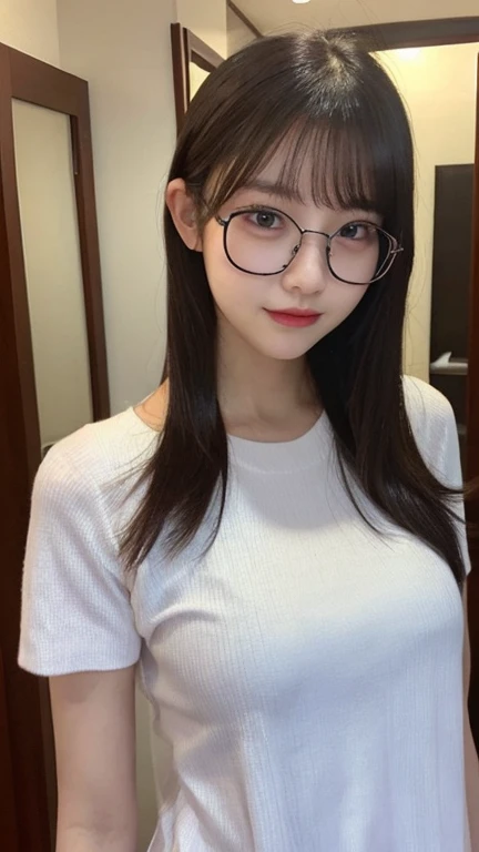 (masterpiece, Highest quality:1.3), smile、(Very detailed:1.2), (hyperRealistic:1.3), (RAW Photos:1.2),(Spread your legs:1.4)、High resolution raw color photos, Professional photos, (PhotoRealistic:1.4), (Realistic:1.4),(Small Nose:1.4)、(Glare:1.4)、Big eyes、Long eyelashes、Professional Lighting, Perfect Anatomy, (Very large breasts:1.2), (Detailed face), (Cute appearance:1.5), (Long black hair:1.5), necklace, bracelet, sexy, erotic sexy, (足を開いたsexyなグラビアポーズ:1.8), (Beautiful woman wearing short sleeve romper: 1.3)、smile、(Multiple ear piercings:1.4)、(Selfie:1.4)