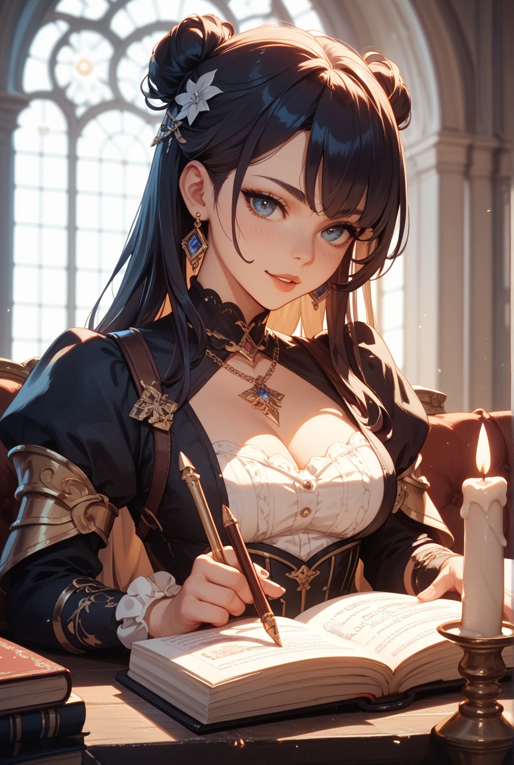 dark elf、Navy Blue Hair、Red eyes、cute、Gentle Eyes、Fleeting、Princess、dress