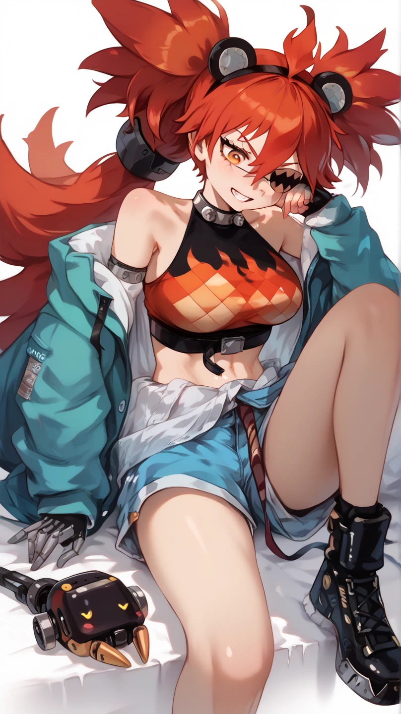 strongest,tits,Underboob,despair,Red Hair Color,grim Reaper,girl,Red and black sickle sickle sickle,Ruins background red moon,belly button,Wide Stride,cute,Wear a hood,Spread your legs,No panties pussy vagina,Grinning face,Pissing, pissing, pissing, dripping pussy juice,Knee-length ponytail