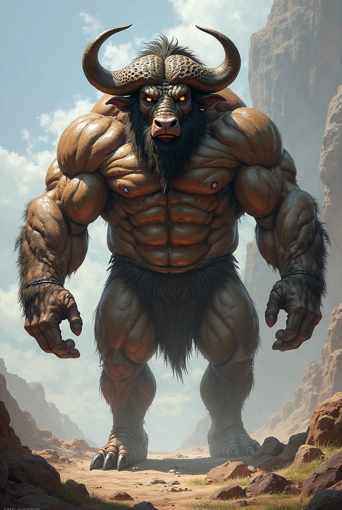 detalhado, gigante golias, Cinematic texture, with clouds and lightning in the background.