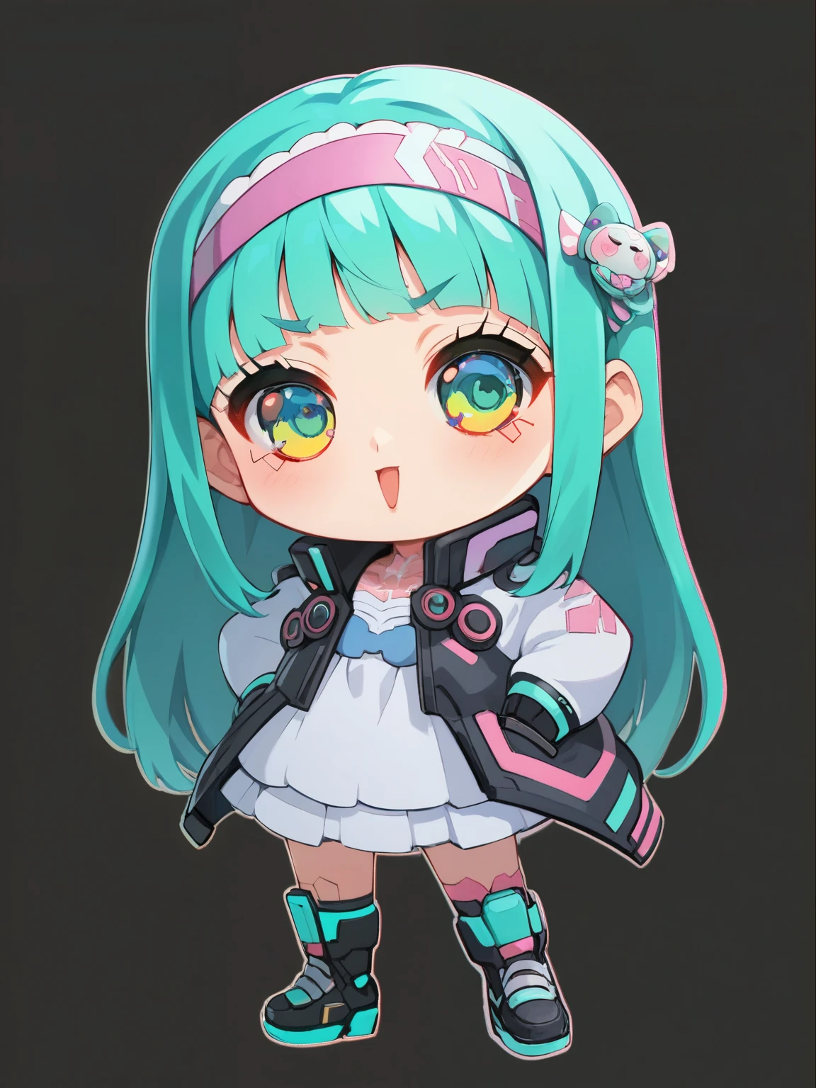 score_9, score_8_ up, score_7_ up, score_6_ up, score_5_ up, anime，nsfw， uncensored ，( chibi:1.3)，A very young and cute girl from the anime girl is standing in front of a building wearing a dress and headband, digital  Cyberpunk Anime Art  , デジタル Cyberpunk Anime Art , anime cyberpunk art , cyberpunk anime girl, cyberpunk anime girl mech, anime style 4k, best anime 4K Kona-chan wallpaper ,  cyber school girl  ,  Cyberpunk Anime Art  , Animated Portrait of a Space Student Girl , future anime girl , armored_trooper， dreamy cyberpunk girl ，Pretty Cure Style，glitter，
