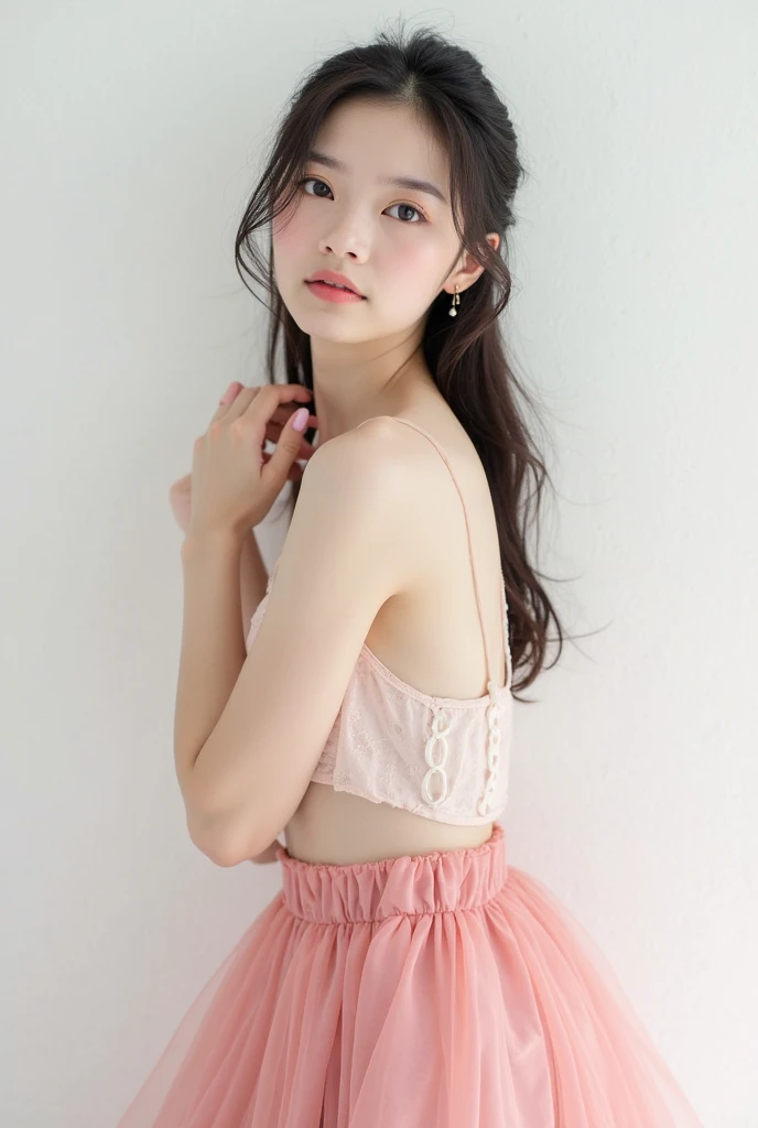 ((((((13 years old))))))、(((Ojamajo Doremi : 1.0)))、(((A charming face)))、(((Young face)))、(((beautiful girl)))、(((A beautiful woman)))、Beautiful woman、Cute woman、((Innocent face))、((Smile))、((Ultra-detailed face))、((Detailed lips))、((Detailed eyes))、((double eyelid))、(((Beautiful Face)))、(((Beautiful, well-shaped eyes)))、(((Beautiful, well-shaped lips)))、Very Short Hair、ponytail、Pixie cut、BREAK、BREAK、(((Ojamajo DoremiがWearing a blouse)))、(((Ojamajo DoremiがWearing a colorful pleated skirt)))、(((Wearing a blouse)))、(((Wearing a colorful pleated skirt)))、Wearing a lacy bra、wearing lace panties、BREAK、8 heads、(((slender)))、(((Slim body)))、(((Thin body)))、(((Slim woman)))、(Flat Chest:1.5)、BREAK、Photographic quality、Natural light、(フォトRealistic:1.4)、(Highest quality:1.2)、(Ultra-high resolution:1.2)、8K、RAW Photos、Realistic、High Detail、Film Grain、Detail Skin、Symmetrical、Delicate skin、Real human skin、pores、Super detailed、Detailed、(masterpiece : 1.2)、Thin face、Sharp Face、Small Face、Small face、Narrow shoulders、Small shoulders、Small shoulders幅、Slim shoulders、Narrow shoulders幅、Beautiful Japanese Woman、Beautiful Korean Woman、Slim womanモデル、Young Gravure Idol、Realistic young gravure idol、Young Sensual Gravure Idol、Young Pretty Gravure Idol、Japanese Model、Young Gravure Idol、((From the knee up)) 、(arms behind back:1.3)