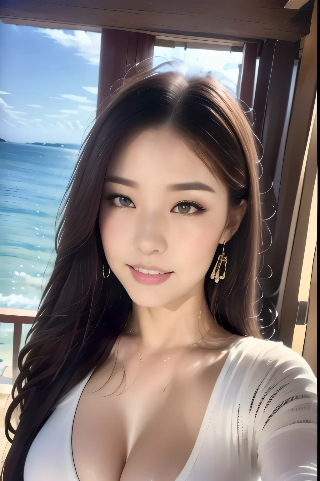 ((highest quality, 8k, masterpiece :1.3)), 1 girl, smile, whole body, slim face, Beautiful woman, (dark brown hair), red full length dress :1.1, super detailed face, fine eyes, double eyelid, blur background, slim face, city, outside, street,big breasts:1.3,175cm,