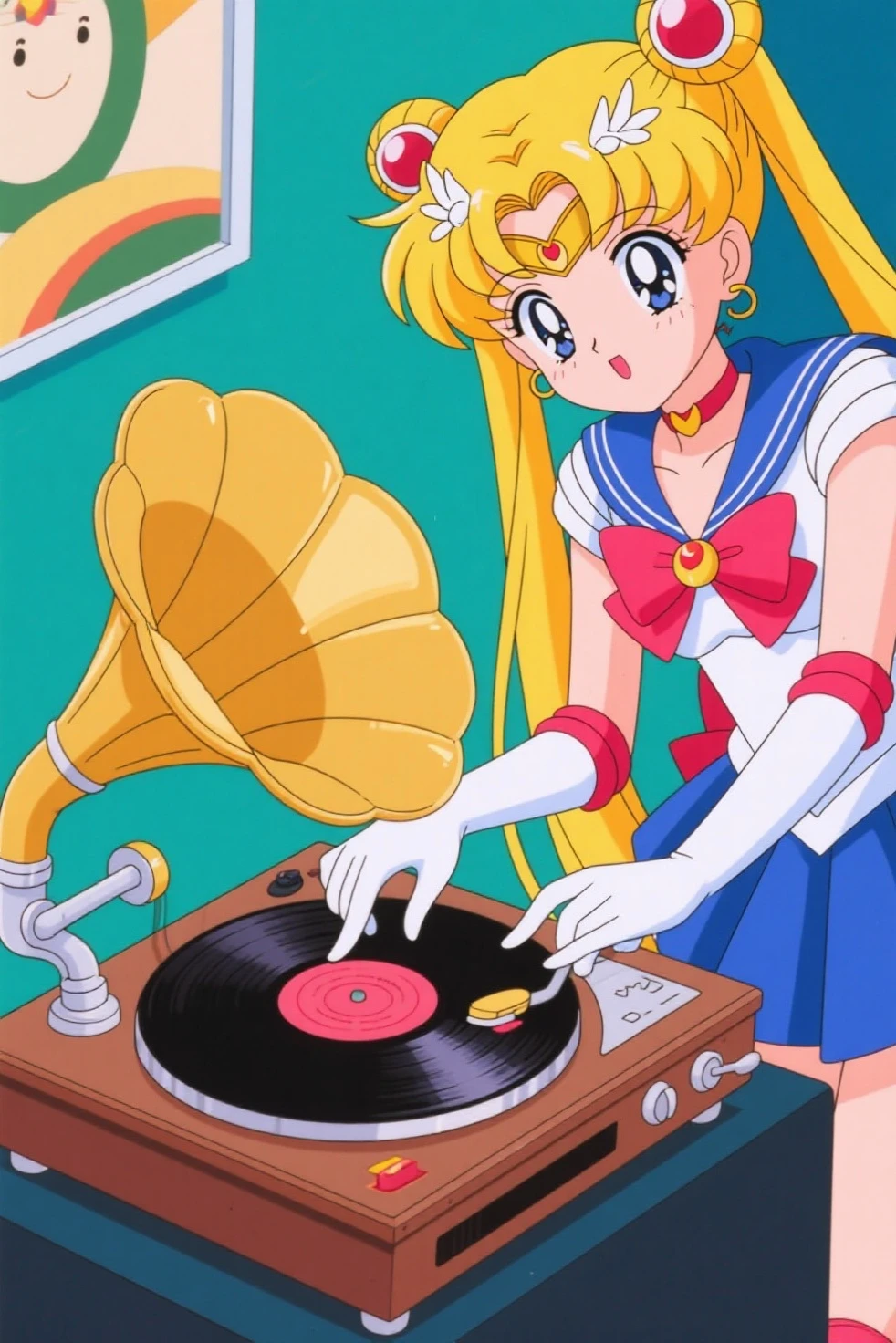 SMPrincessOutfit sleeping resting recline on desk studying dj decks neon color lofi color
