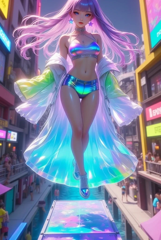 ((Mastepiece))、((Best Quality))、high quality、High definition、High resolution、High detail、Lens flare、Ray Tracing、Side light、high qualityなshadow、high qualityなテクスチャ、Detailed texture、Beautiful details、Full Figure、whole body、(Beautiful delicate face with details、Detailed beautiful delicate eyes、Perfect Facial Proportions、Detailed skin、Charm、Realistic and colorful)、((Slender beauty)) 、(Intricate detailakeup、Pure Eros Face)、Mesh hair color、Beautiful bangs、Detailed chest、Large upward-facing breasts、Beautiful feet、Detailed fingertips、Raise your arms、1 woman、glass、Cyberpunk City