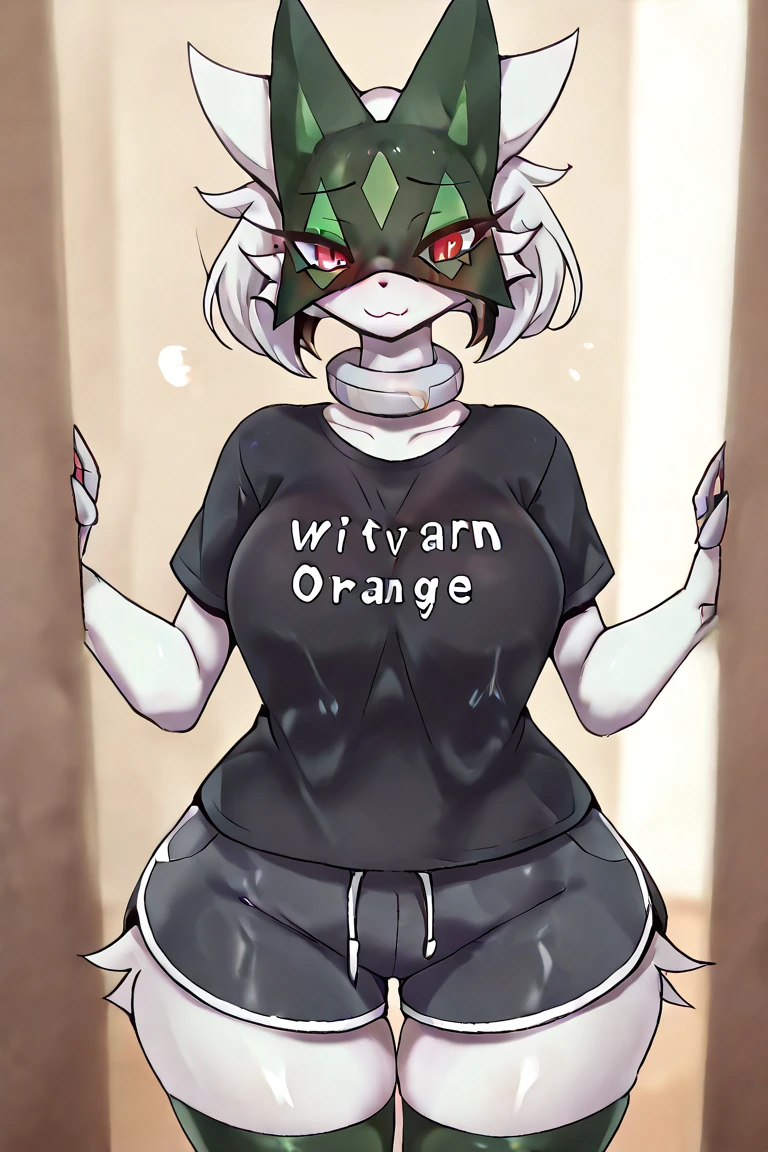 plague doctor, 1boy, solo, hood, mask, gloves, faceless, plague doctor mask, bandage, tabard, medieval, arms at sides, wide hips, exposed side thigh, heavy blush, blushing, thick thighs, exposed lower body, ripped clothes, facing viewer, surprised, shocked, line blush, text, sweating, huge balls, massive cock