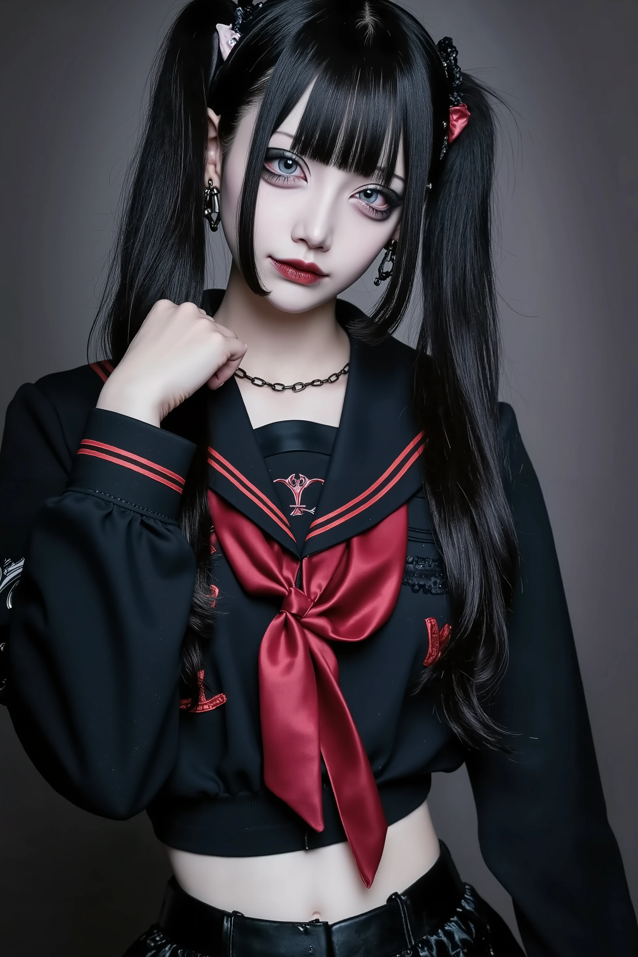 1girl,twintails,school uniform,goth