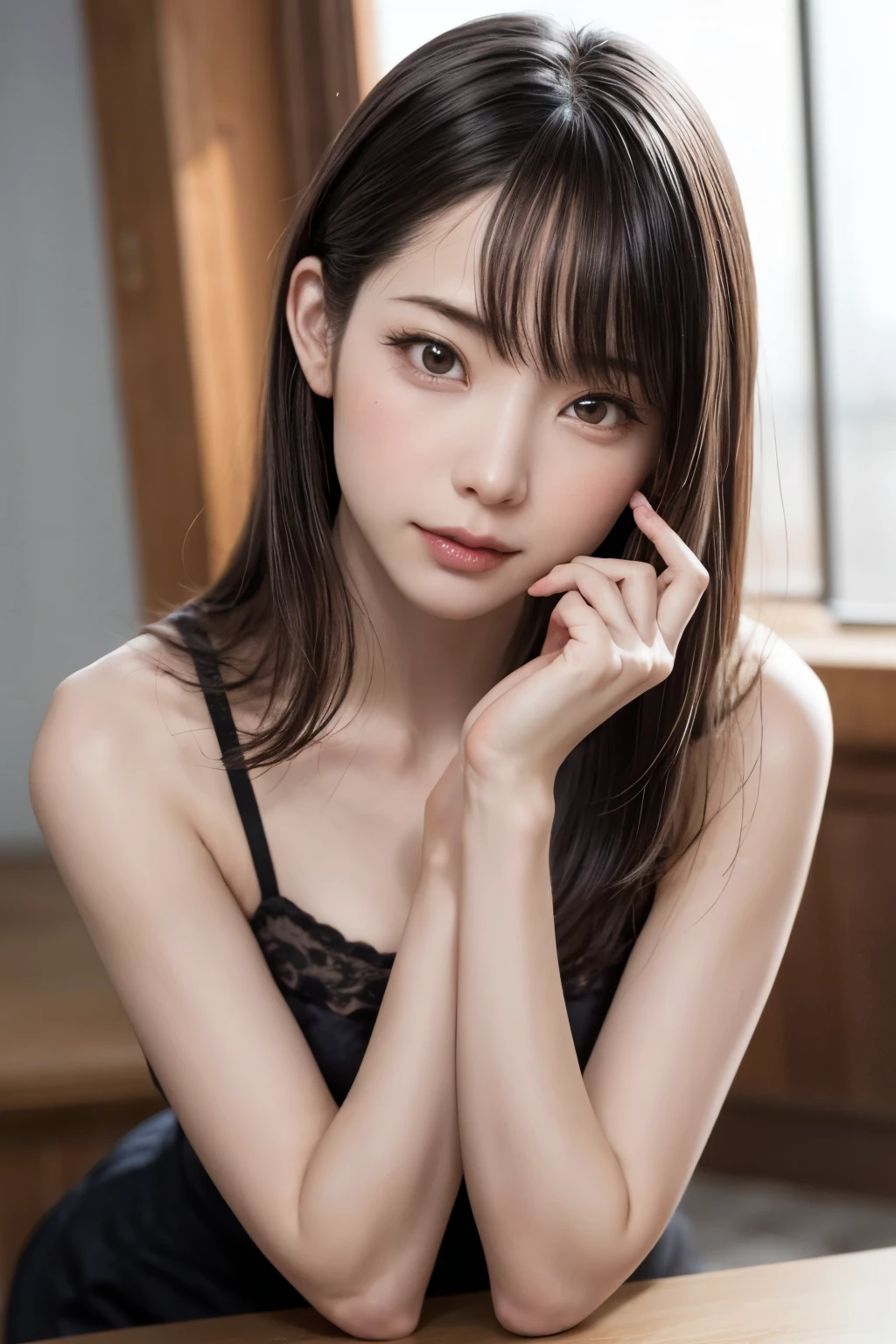 (table top, highest quality、High resolution:1.4、very attractive beauty、Adds intense highlights to the eyes、look closely at the camera:1.4、Beautiful woman full of charm、ideal body proportions、perfect anatomy、brunette short bob hair、shiny hair、bangs:1.4、光沢のあるbangs:1.4、lip gloss),1 girl, Report, light brown shiny hair, scarf,realistic, looking at the viewer、Please tilt your head slightly, bright colored crystal light blue eyes, short and shiny hair、 chest中央に穴の開いた白いタートルネックの衣装,chestの真ん中に丸い穴のあるセクシーな白いタートルネック ニット セーター、 lips, lip gloss, Upper body、Big eyes、eyelash、face is a little red、embarrassing)、((italian road in winter))、((short hair with Big eyess、Give your students very powerful highlights、{Huge|big|Hugeな|mega} chest:2、very bigger chest:2、look at the audience、very beautiful beauty、show me your ears、long neck、smile、smile、Happy、beautiful teeth、口を開いてsmile、heart shaped eyes))、28 years old、very cute super model、bangs:2、portrait
