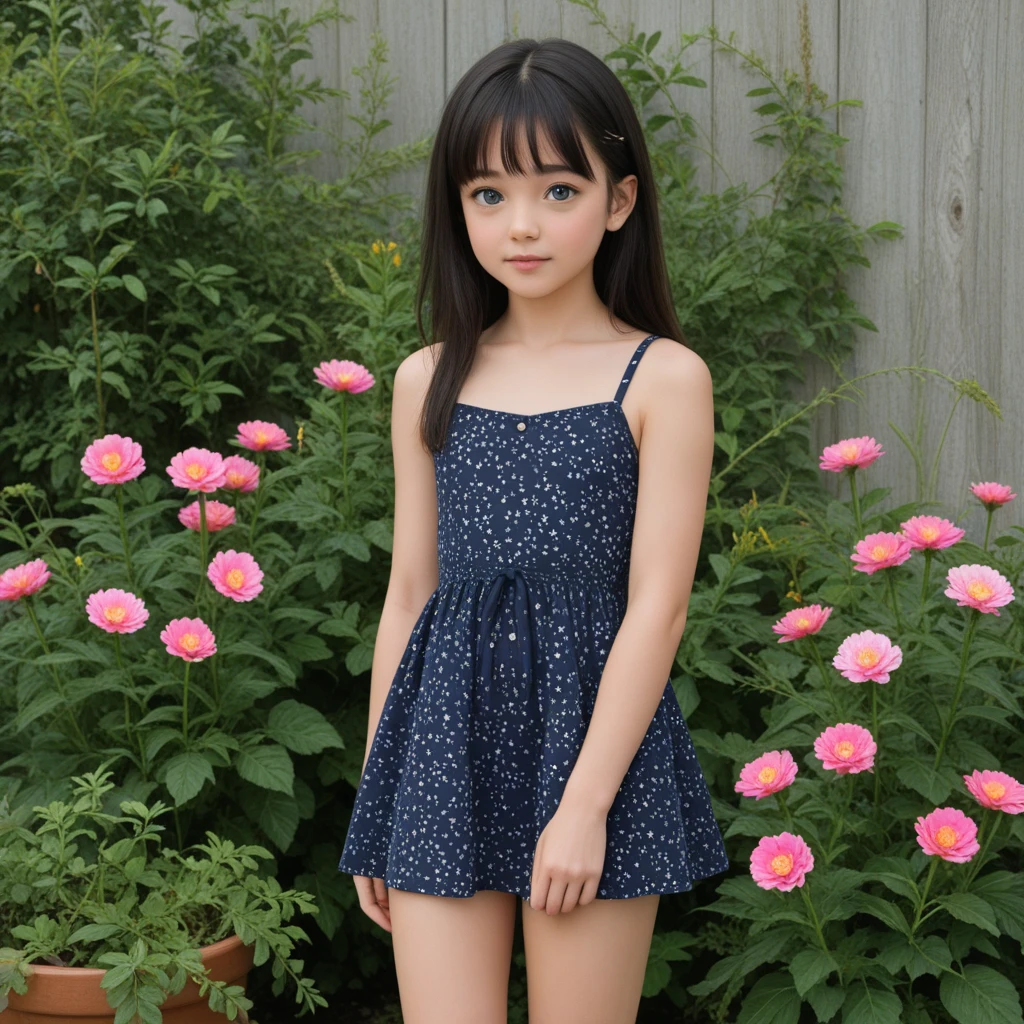 a girls, ((she is having a red balloon)) , real photo, (((full body))), (looking down at me), bob hair, big ribbon on he hair, (military dress),