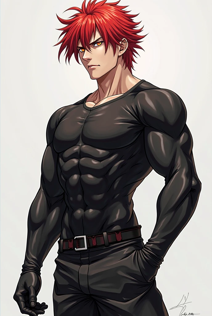 high quality, detailed, Realistic, 22 years old bulky japanese shemale, (large chest), (abs:1.5), (detailed brown eyes), (dark skin), (naked), dark red short hair, (bulge:1.4), dungeon,
