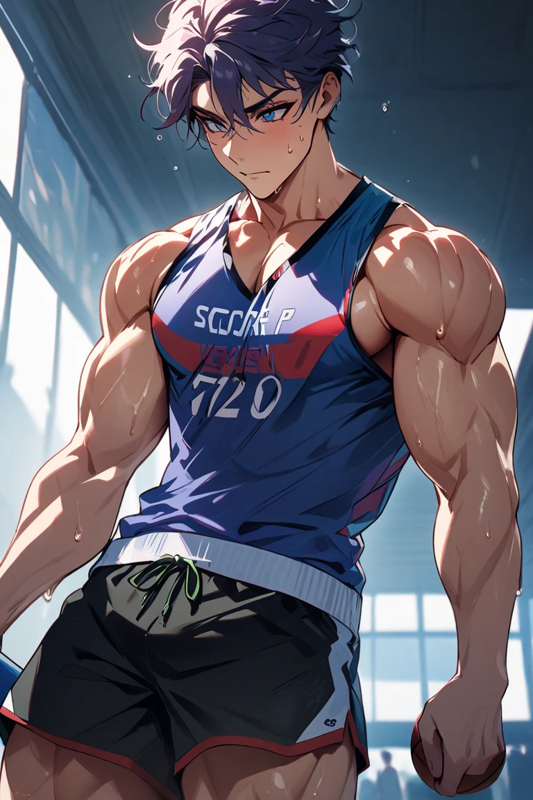 Ash Ketchum from Pokémon hypnotized and flexing his biceps in a barber chair as he is given a flat top buzz haircut by the barber to fall deeper into trance as a stereotypical big dumb football jock. Glowing red eyes. Muscle growth. Sweat. big biceps. Big triceps. Big traps. Broad shoulders. Big meaty pecs. Hyper muscles. Glowing red eyes. Hyper crotch bulge. Massive bulging crotch. Dumber and dumber. Blank and vapid stare with open mouth in trance while saying in a monotone voice, "I am a dumb jock.... I obey.... Dumber and dumber.... Yes, Coach.... I'm your player, Coach. Whatever you say.... Dumb jocks must obey.... Flex, ... grow, ... and obey.... Huhuhuhuh.... Mindless muscle bro.... Mind blank.... I am a dumb jock...." Slumped shoulders. Hypnosis. Brainwashing. Bigger and dumber jock bro. Assimilation. Transformation into big dumb muscular jock bro. Slumped shoulders. Bulging glutes. Thick stubble. hairy armpits. Repeating triggers to be dumber and dumber each time he says them to think and focus only on growing muscle and being the perfect football jock. Dimwit. Dullard. Bro. Stupid. Musclehead. Mass hypnosis. Entranced. Mindless.
