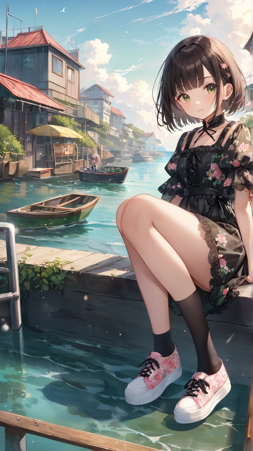 ((((absurdres, RAW photo, extremely delicate and beautiful, masterpiece, Best Quality, ultra high resolution, 32k, hyperrealistic, ultra-detailed)))), ((perfect anatomy)), super Detailed skin, perfect figure, Very detailed CG 8k wallpaper, in her 20s, very small head, very small face, delicate facial features, tearful mole, earring, very huge round breasts, full body shot, shorter middle hair, wavy hair, outdoor, ((((school uniform)))),