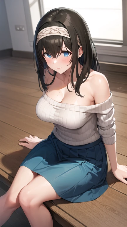 (Highest quality)), ((masterpiece)), (detailed), One Woman，16 year old pretty woman，Very sexy，Baby Face，young woman，Breast size is good，
Beautiful woman，Beautiful Face，Big eyes，Beautiful Eyes，Beautiful double eyelids，Beautiful teeth alignment，Beautiful body lines，Slender body，Beautiful Hands，Beautiful feet，Long hands，Long legs，Long and supple hair，Shiny Hair，Black Hair，Full Body Shot，Embarrassed expression，blush，Crying face，Mouth half open，From below,Beautiful shoulders，Beautiful clavicle、Looking down on a woman，Woman on all fours，（Sweat），((Steam 1.4))，Embarrassed expression，blush，humiliation，((Tube top knit sweater 1.3))，Shoulder out，Beautiful shoulders，Beautiful clavicle，Not wearing a bra，(((Valley 1.7)))，mini skirt，White panties，