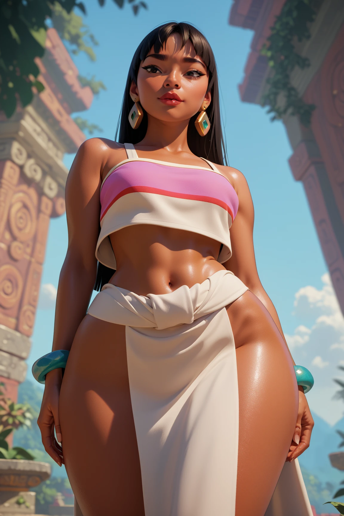 (((profesional: Paso a paso, taking into account even the smallest detail, Resultado final Nivel Dios, cuerpo entero con detalles intrincados, solo 1 chica, imagen: todos los detalles intrincados, obra maestra))): "Calidad 3, Wet anime, hiper detalles, Wet anime 17-years-old white woman with random colored hair Wet hair tied back with a red ribbon Her eyes are the same color as her wet hair, delgado, ropa crop top blanco yminifalda vaquera, A jungle background under a constant torrential rain that soaked them, Wet Back Posture, mostrando su hermoso cuerpo 92 59 90, Cara coqueta, pedestal invisible,, film grain, colores fuji, contraste de luces y sombras, piel texturizada, dynamic pose, realismo, luz de sol, Alto contraste, pose muy sexy"