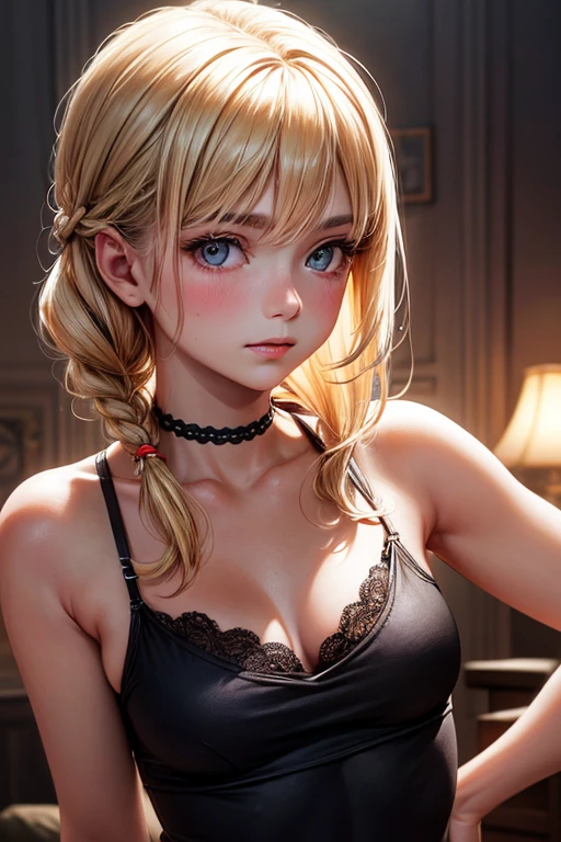 hot white woman, sexy body, (blonde hair with double bun with bangs),  high school costume