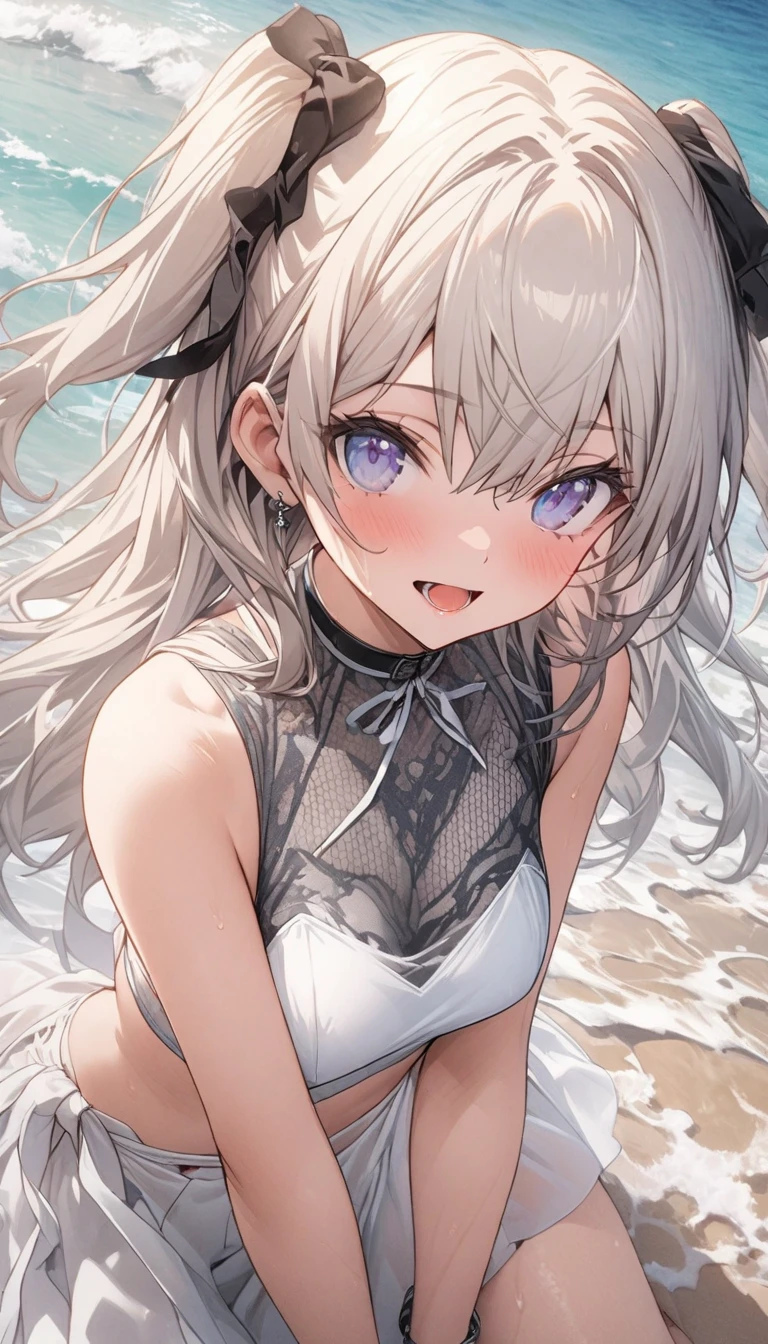 masterpiece, High resolution, perfect face, Japan beauties, 30 years old, beautiful face, beach, bikini, embarrassed look, look at the camera, (top quality eyes), detailed texture, Look at me, Married woman, cool women, ((high resolution eyes)), hentai