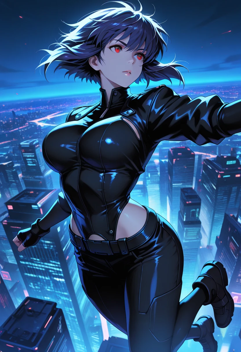 Ghost in the Shell's Motoko inserts her huge futanari penis into the anal of a in uniform