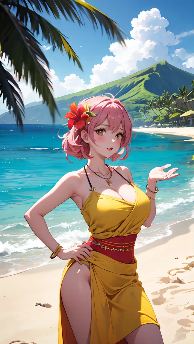 ((masterpiece), best quality, high quality, professional quality , highly detailed, highres, perfect lighting, natural lighting),, (1girl, beautiful, medium breasts, (multicolored hair, pink hair,purple hair,blonde hair, long hair, high ponytail), perfecteyes eyes), (wearing dalmation print, extremelyBeautiful_beautifulclotheswild/Extremely beautiful clothes), on the beach, walking the boardwalk, <lyco:locon_perfecteyes_v1_from_v1_64_32:0.6>