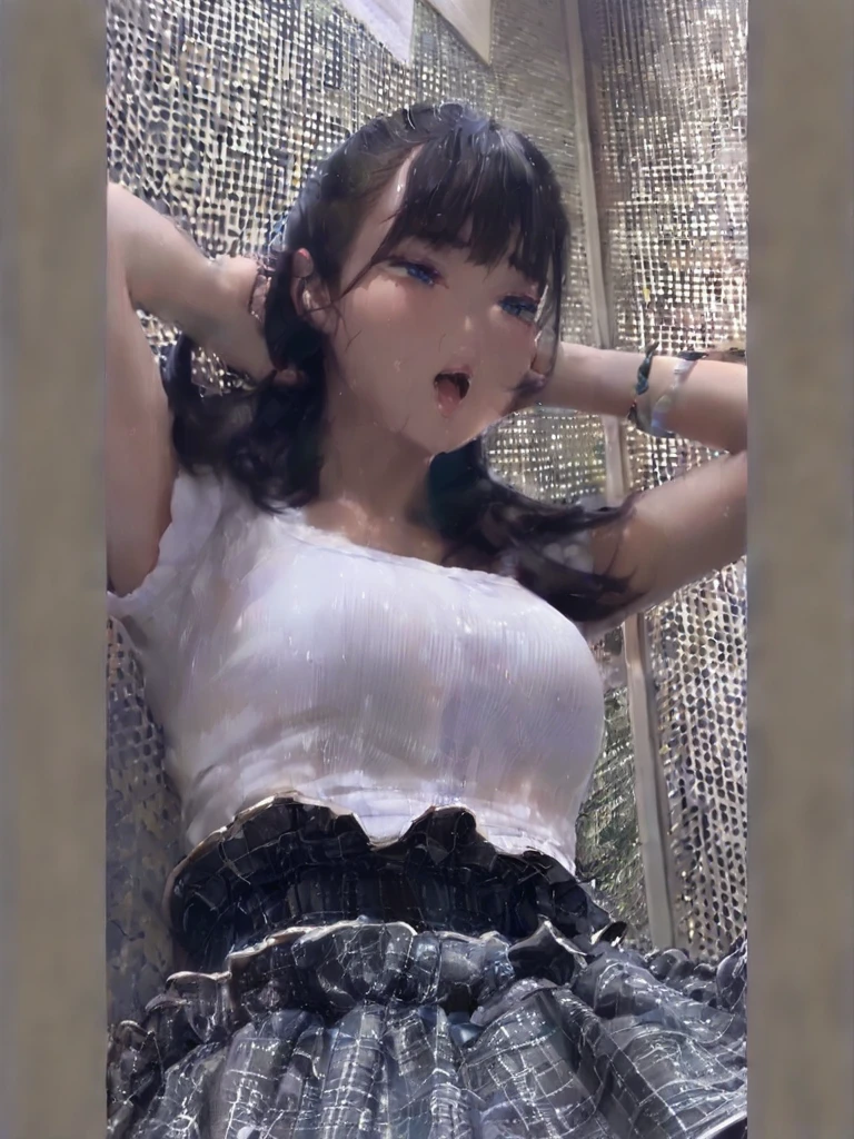8K、Raw photo、wall-paper、masterpiece、best qualtiy、(Dark photograph: 1.3)、Photorealsitic、1girl in、Photograph the whole body、flat bangs、Stunning innocent symmetrical face、Elegant face、bath room、emotional、Orchan、(pureerosface_v1:0.7)、masterpiece, top-quality, ultra-detailliert, beautiful mature women, see-through wet lingerie, Highly exposed, wetting hair, Sweating all over the body, sweat stain, Transparent pubic hair, Wet kamatou, seducting smile, Thick lip, full pouty lips, Lewd eyes, red blush, looking at the viewers, Raised 、Curvaceous, ((Saggy breasts:1.0))、Huge waist, Pose Seductive,((open your mouth and stick out your long tongue:1.4))、 Naughty face, crying how bright, show the grinps, plesure, ((Amazing Ahegao:1.5)), Drooling from the tongue,long tongue, crossed eyes、Cross-eyed、Sleepy eyes、Face unable to control libido、Wistful face、Nasty face、Pleading face、Face that can't stand peeing、Crying face、Teary-eyed、Shy face、look up to、frown、pubick hair、Kneel down and bring your hips forward、squat with your legs wide open、Panties that dig into the buttocks、low angles、Angle from behind、Angle from above、Spread your legs in an M-shape,、Sit with your knees upright、Cowgirl Pose、thrust your buttocks forward strongly,,,,,,,,、floods、open one's legs、Stand with your legs open、Nokezoru、entreaty、