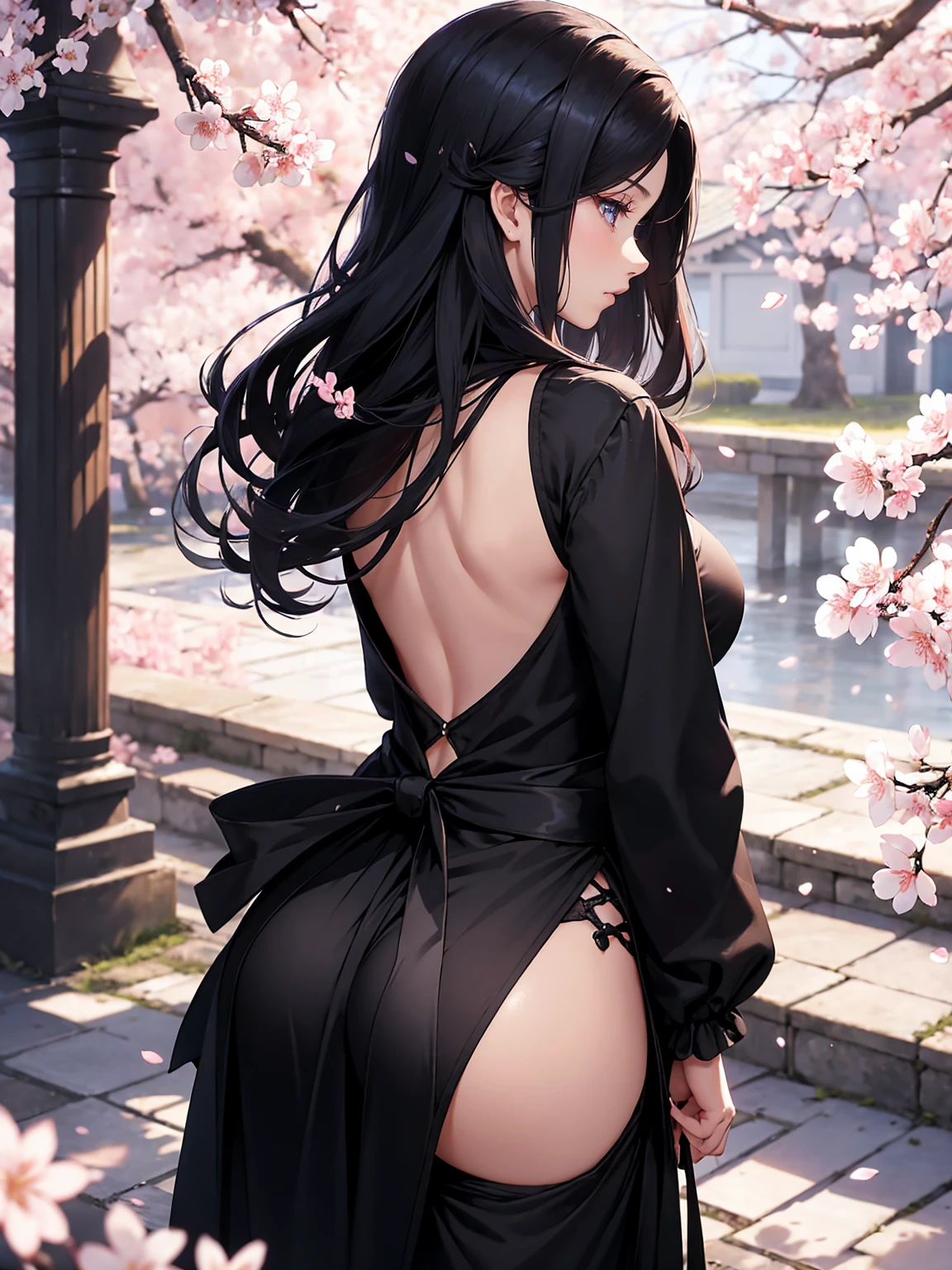NSFW, junkotvv, black hair, red eyes, extremely long hair, messy hair, neko ears, (8k, best quality, master part:1,2), top-quality, master part, one pretty woman, Clean white skin, Beautiful red eyes, circunstanciado , Realistic , perfect thighs, thick-thighs, Round ass, perfect ass, hermosas y sexys bragas de encaje negro semi transparente, up skirt, Low angle seen from below