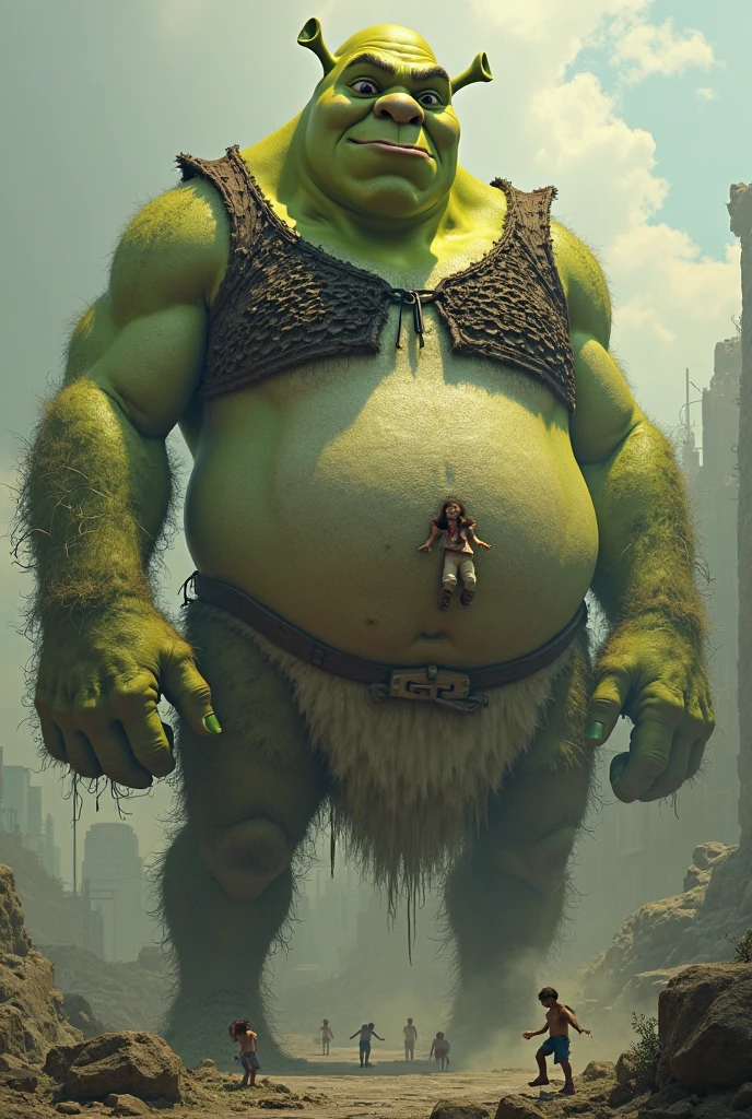fat giant stepping on a dwarf

