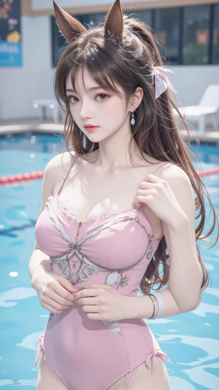 A round face, a pair of big eyes with water spirit, two thin lips, a smile, a small mouth, and a pair of sweet dimples, really cute, gentle and beautiful women, delicate and sexy collarbones, charming cheeks, double eyelids, smart peach blossom eyes, pink lips, small upturned nose, bare shoulders, ultra-high-definition, super details, full body photos, exposed posture, transparent clothes, big breasts, full body photos,