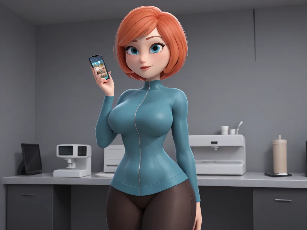 NSFW maddie fenton, official artwork, Best quality, sending a sultry mirror selfie, solo mature woman, blue bodysuit, curvy physique, incest, solo woman, 1woman, 1 person, wants to be your girlfriend even though she is your mother, a guilty passion, twisted dark sexual feelings, sultry look on her face, sexy provocative face