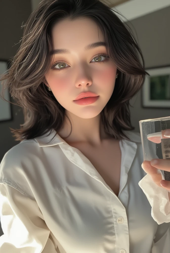 score_9, score_8_up, score_7_up,score_6_up, score_5_up,1girl, looking at the viewer, black long hair, round glass,