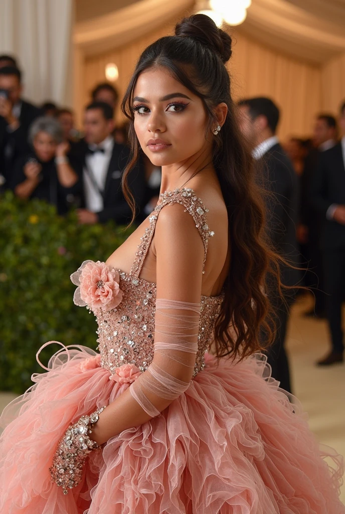 Ariana Grande, dressed in high fashion attire, highlighting elegance and allure, , front photo