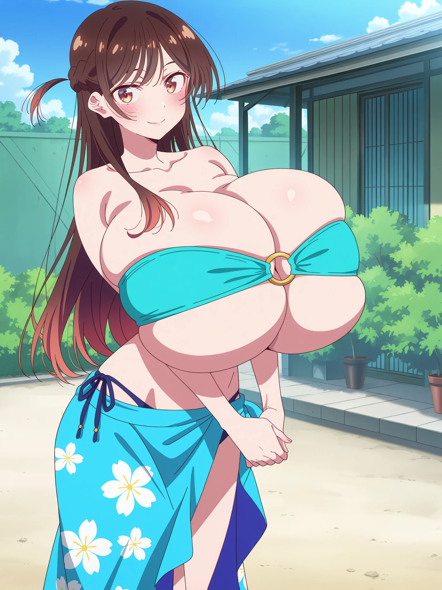 score_9, score_8_upper, score_7_upper, sauce_anime, Mai Shiranui、ponytail、Brown Hair、score_9、score_7_upper、sauce_anime、Long Hair、bangs、Purple Hair、(Tabletop、Highest quality、High resolution、Pixel Perfect、Huge nipples、4K、)、1 girl with huge ass、single、One person、Beautiful woman、I could see the whole body、全naked ((Wavy medium hair、bangs、Brown Hair))、((Brown eyes、Beautiful eyelashes、Realな目))、((Detailed face、blush:1.2))、((Smooth texture:0.75、Realな質感:0.65、Real:1.1、animeCGスタイル))、One length long black hair,Big Breasts、bouncing breasts,Lumps or wrinkled areola、purple eyes,navel,(karate gi,:1.2),(No bra), outdoors,sunlight, spotlight effect,bright sky, blue sky with clouds,strong wind, Bathroom Her large, protruding breasts were exposed. Big Butt naked Sophisticated, 可愛くて美しいBig Breastsの女教師 大きなButtを持つ美しいお母さん Butt, Thighs, Glamorous Body, Huge nipples, Erect extra large nipples、Dark pink nipples