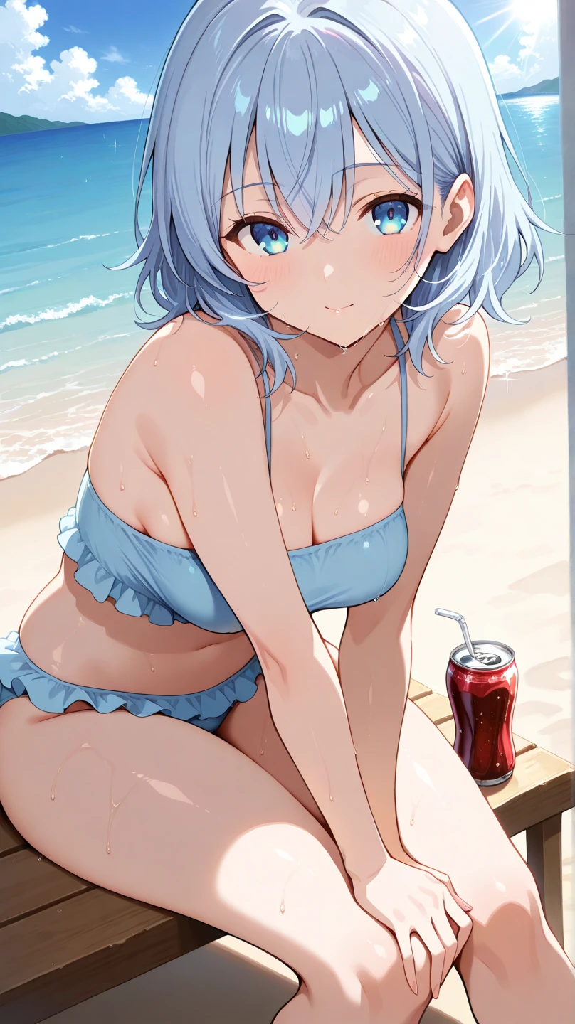 best quality,4k,8K,High resolution,masterpiece:1.2,Extremely detailed,Practical:1.37 Beach,pleasure,Playful Mood,Tropical Paradise,clear blue water,Beach,white waves,shell,coconut tree,seagull,Floating Beach Ball,Eager laughter and shouts of joy,Beach umbrellas and colorful beach towels,Outdoor sports,Surfing and swimming,Parasols,Cola,lemon,watermelon,Grape,Sunscreen and sunglasses,Vibrant summer colors,Soft golden sunshine,Active atmosphere,Warm sea breeze,Joyful moments that capture the essence of summer,happy,relaxation and enjoyment.