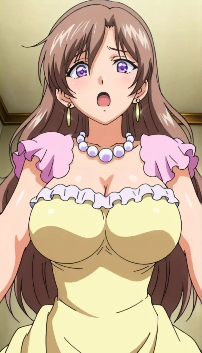 yoshizuki_iori, huge_breasts, standing, solo, sundress, masterpiece, best quality, detailed face, detailed eyes, highres,