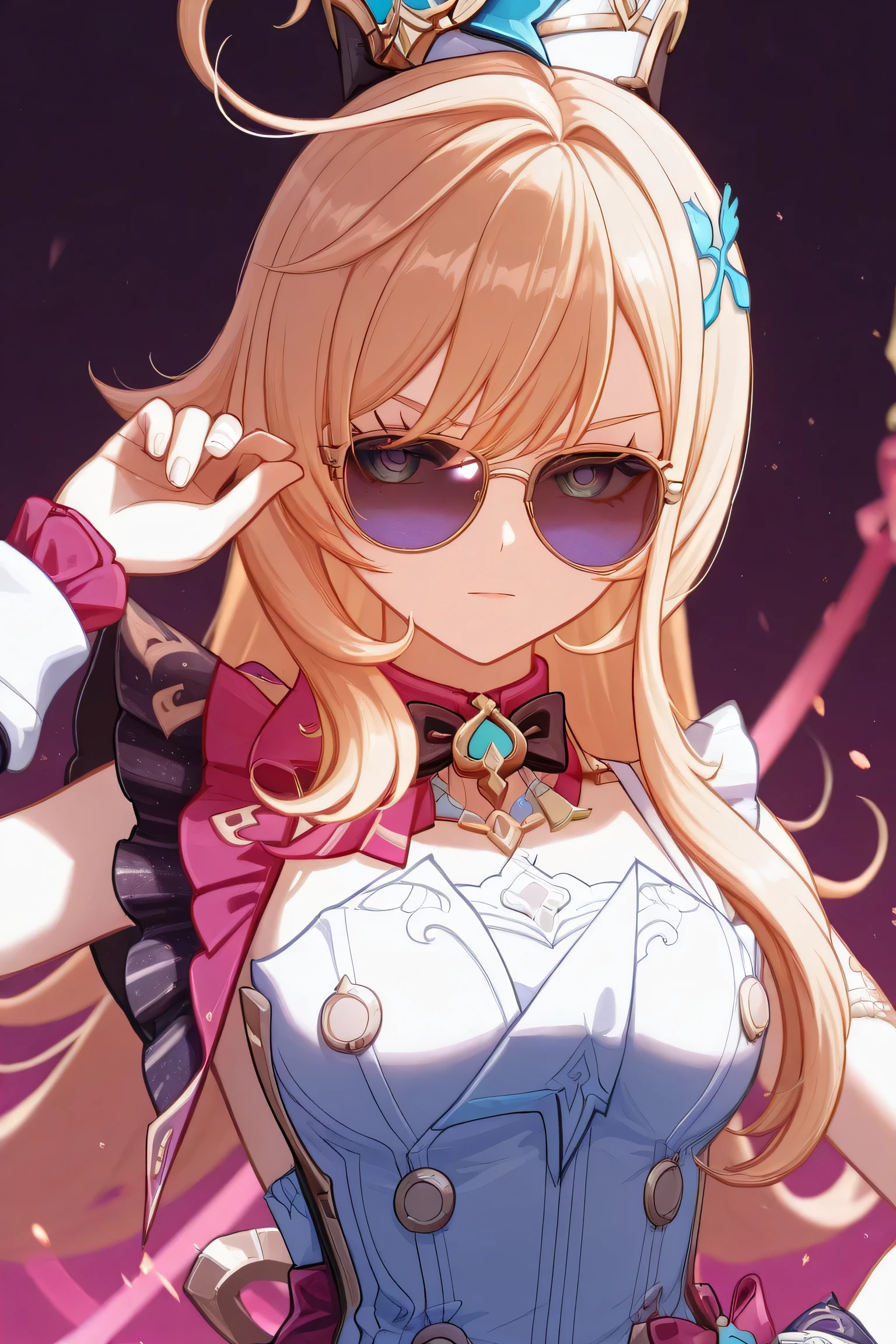 escoffier genshin impact, A cool girl wearing stylish sunglasses, looking confident and striking a pose.