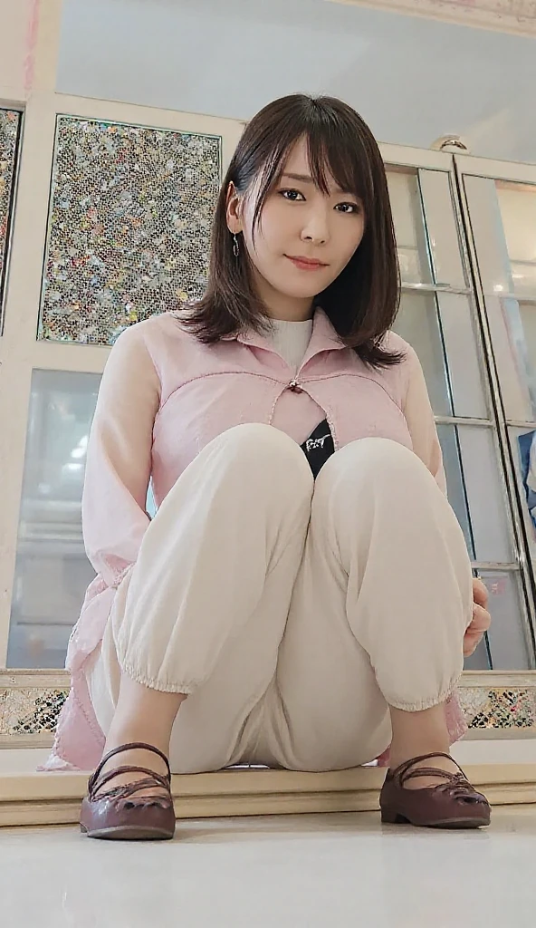 （8k、Raw photography、highest quality、masterpiece：1.2),(black haired、very short hair:1.5),view viewer,Looking at the front,erotic,white skin,(Pink plug suit、High leg:1.8)、(Clothing that emphasizes the shape of your chest、Exposing the skin:1.5)、(huge boobs:1.2)、ultra high resolution,beautiful,beautiful fece,(one person, one personで、no background:1.9),whole bodyボディー,japanese woman,（photoreal：1.37）、photon mapping,reality、(cute childish face: 1.8)、(cute smile: 1.7)、(With a round face: 1.9)、radio city、Physically based rendering、depth of field rally background、photograph, (I can see your knees,close up of thighs:1.7),whole body、super fine