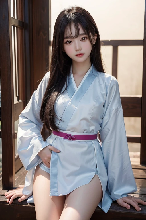 Naginata、White Haori、Enji no Hakama、(Highest quality)、((Very detailed))、4K、(8K)、masterpiece、Very detailedな、Highest quality、Super Resolution、1 person、Kind Face、Soft Light、RAW quality、Soft Skin、163cm、30 years old、Thighs
