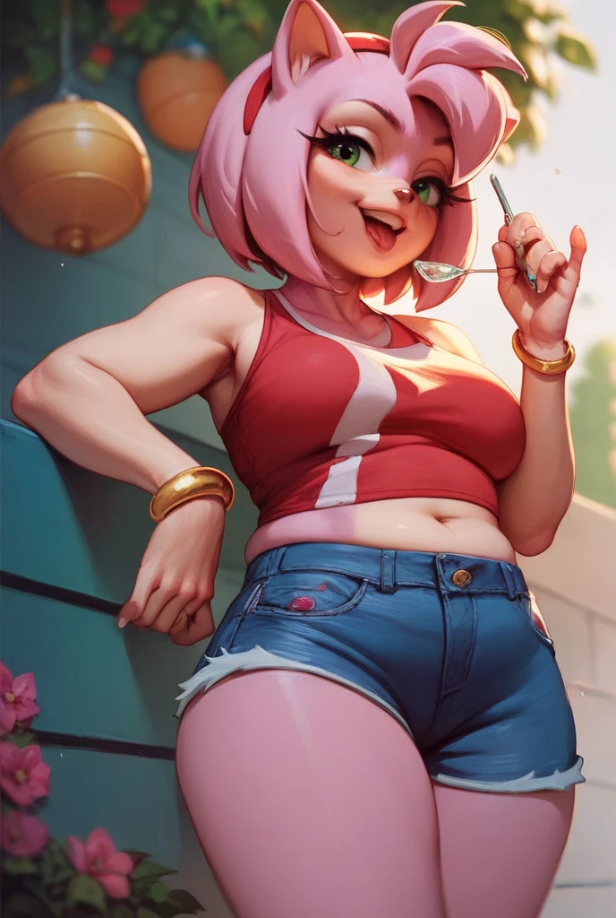 1girl, solo Frenchie, black pantyhose, yellow eyes, blue skirt, blunt bangs, breasts, cowboy shot, fang, large breasts, long hair, looking at viewer, looking back, open mouth, pantyhose, pleated skirt, pink hair, shirt, short sleeves, skirt, pink hair, white shirt, standing, (masterpiece:1,2)Detailed and beautiful face, indoors, navel, leaning forward, feet, nsfw, Full body portrait, Von iskra, von wolfy-nail, von Personalami, Frenchie, poodle, dark brown ears, floppy ears, brown body, yellow eyes, weiblich, (detailliert), Ansicht des Betrachters, solo, 1 Girls, high - res, fotorealistisch, gelbe augen, eingebildet schauend, ((klare strukturelle Details)), detaillierter Realismus, schlank, hart, 4k, excellent quality, hohe Details, (seductive), cenematic lighting, konzert, holds green guitar, scheinwerfer
