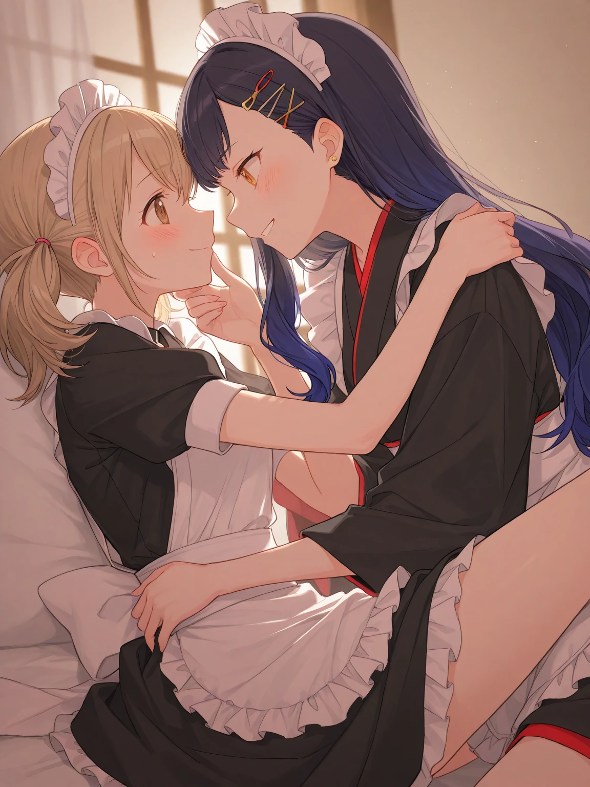 score_9, score_8_up, score_7_up, score_6_up, source_アニメ, highest quality, masterpiece, side view, 1girl and 1boy, (1boy femnin, otokonoko, femboy, long hair), futa is male, futa is bigger, femdom, forced, uncensored, AS, 金髪のふたなりPrincessに女装Maidがアナルを犯されている, Fantasy,Princess,Maid, palace, Crossdresser, Futanari no Woman, anal sex
